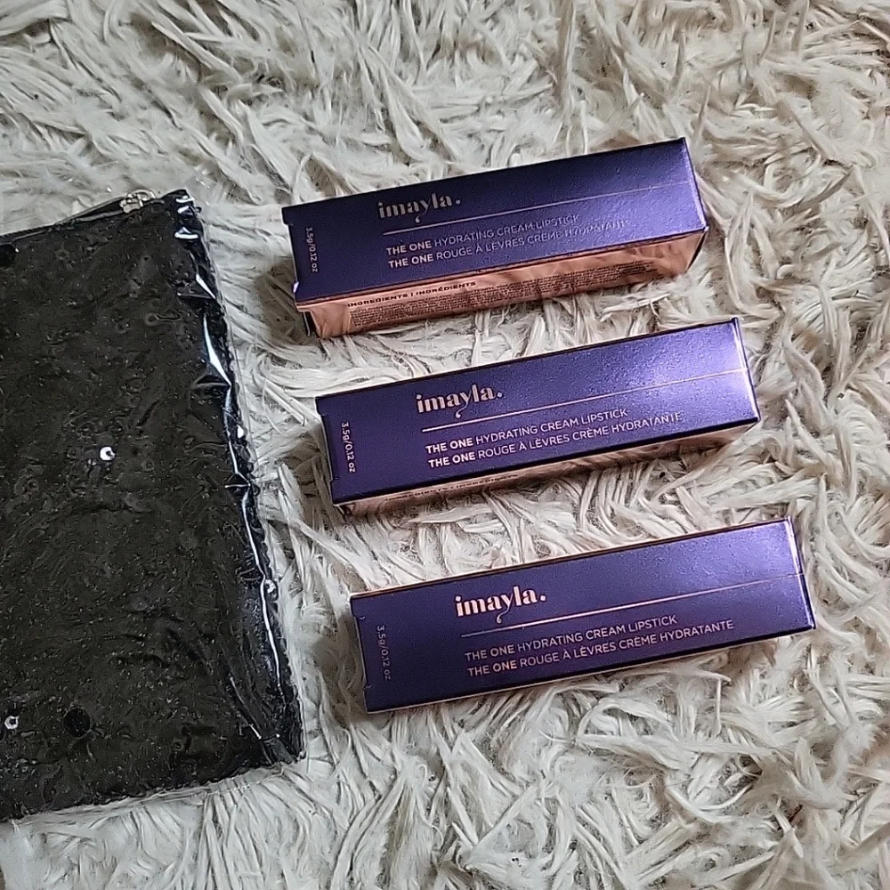 Lippy Bundle Lippies imayla The One Hydrating Cream Lipstick & Sequin Bag Lot ✨️